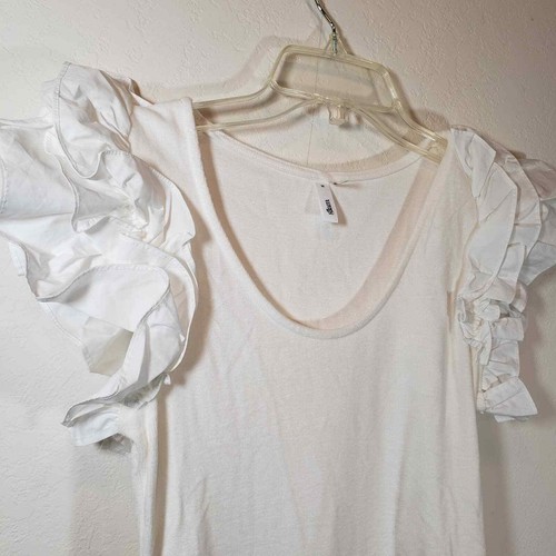 Glam weißer Body mit Rüschenärmeln Einteiler M Oberteil Trikot - Bild 2 von 6
