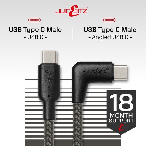 JuicEBitz® Pleciony przewód USB-C na USB-C Prostokątny przewód szybkiej ładowarki typu C - Zdjęcie 10 z 150