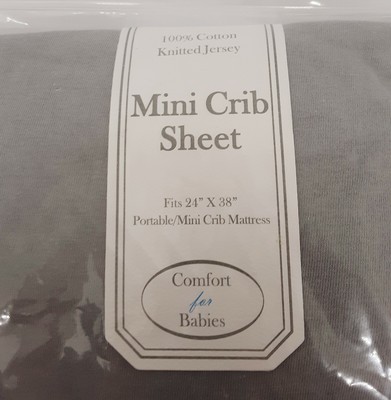 Portable Or Mini Crib Sheet 100 Cotton Jersey Knit Gray