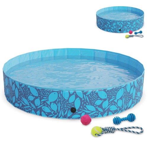 Hundepool Planschbecken Faltbar Blau Baby Swimmingpool Bad Schwimmbecken - Bild 22 von 24