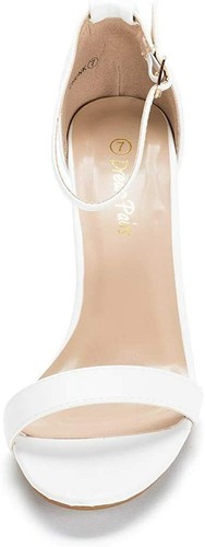 DREAM PAIRS Women's Low-Chunk Low Heel Pump Sandals, White, 8 - Picture 2 of 3