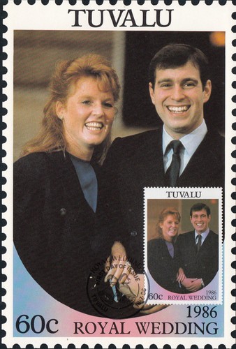 (13529) Tuvalu Maxicard Postcard Prince Andrew / Fergie Royal Wedding 1986