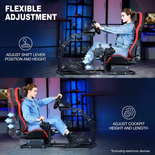 Dardoo Gaming Simulator Cockpit with Red Seat Adjustable Fits Logitech G920 G923 - Picture 5 of 7