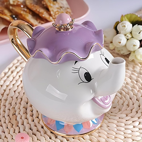NEW Beauty and the Beast Cartoon Mrs.Potts Chip Tea Pot & Cup Set Teapot Mug Pot - Picture 2 of 7