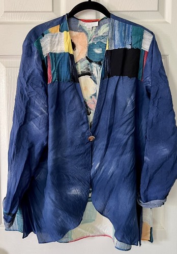 Breeze By Dorothy Schoelen Vintage One Button Top Jacket Artsy Multicolor XL * - Picture 7 of 8
