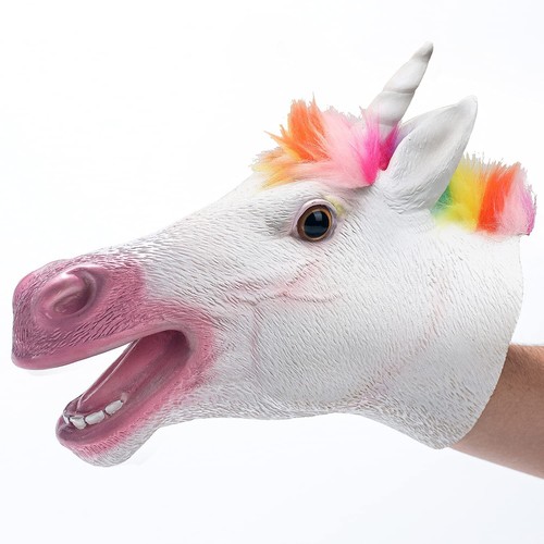 Realistic Unicorn Hand Puppet Soft Latex Rubber Perfect for Kids Play - Picture 1 of 7