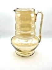 Vtg MACBETH EVANS CARNIVAL Depression OPTIC RIBBED Pitcher