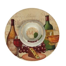 Melamine Chip and Dip Cheese Wine Grapes Design 13 Inch Serving Tray EUC