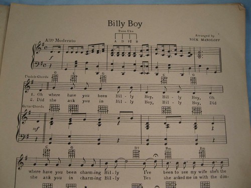 Billy Boy Sheet Music Vintage 1935 Wendell Hall Nick Manoloff Voice Piano (O) - Picture 3 of 4