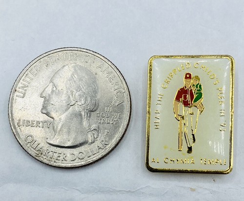Vtg Masonic Al Chymia 1993 “Hear the crippled Child’s Plea in 93 “ hat lapel pin - Picture 2 of 4