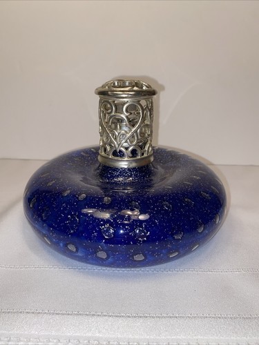 Vintage mundgeblasene Glas katalytische Duftöllampe Kobaltblau Silber - Bild 9 von 12