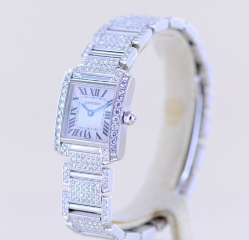 Cartier Uhr Tank Francaise 2365 Lady 18K Weißgold Full Diamond Factory Luxusuhr - Bild 3 von 14