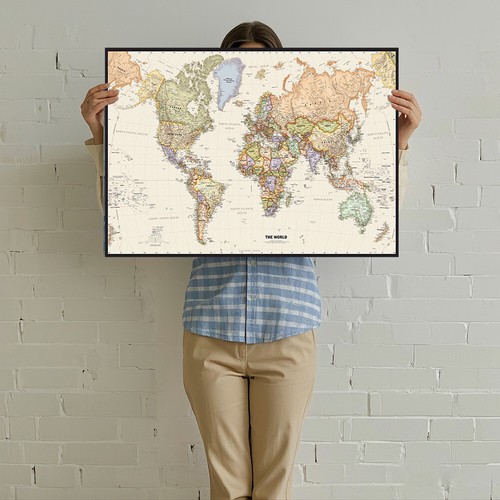 Map of the World 59X42cm Geography Art Poster Classic Print Home Office Decor - Picture 8 of 12