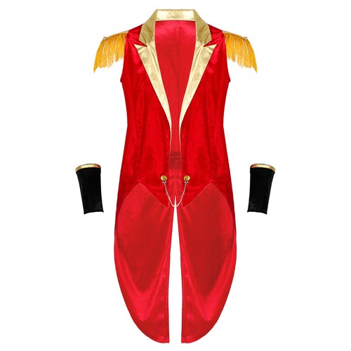 Mens Circus Ringmaster Stand Collar Jacket Button Up Tailcoat Theme Party Retro - Picture 40 of 42