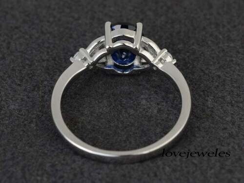 3.20CT Oval Cut Real Blue Sapphire 925 Sterling Silver Engagement Wedding Ring - Imagen 3 de 7