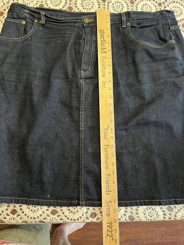 Ralph Lauren Jeans Co Womens Indigo Dk Blue Denim Skirt Sz 20W Plus 100% Cotton - Picture 6 of 8