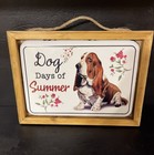 The Pioneer Woman Charlie Dog Days Of Summer Enamel & Wood Sign Bassett Hound