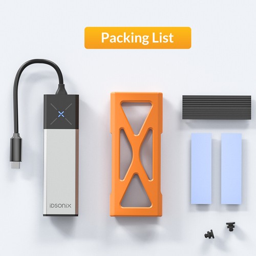 IDsonix NVMe M.2 Festplattengehäuse 10 Gbps Übertragung SATA SSD USB C 3.2 GEN 2 - Bild 9 von 11