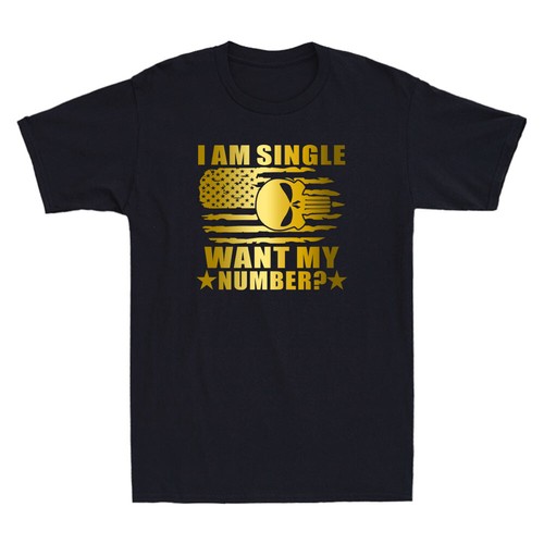 T-shirt homme drôle I'm Single Want My Number USA drapeau crâne anniversaires célibataires - Photo 3/8
