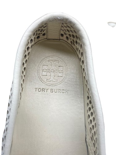 Tory Burch Off White Leather Slip-On Perforated Sneakers Women's Size 7 - Picture 3 of 14