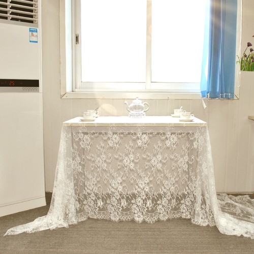 60'x120' White Lace Tablecloth for Rectangular Tables, Vintage Style for Wedding - Picture 10 of 13