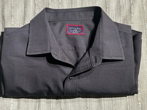 UNTUCKit Shirt Mens Large Black Sherwood Cotton Slim fit Long Sleeve Button Up - Picture 9 of 9
