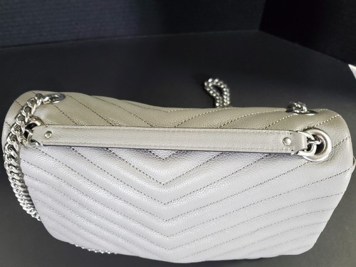 Rebecca Minkoff Edie Flap Shoulder Bag Grey / Gray Quilted Bag w/ Silver Chain - Picture 8 of 14