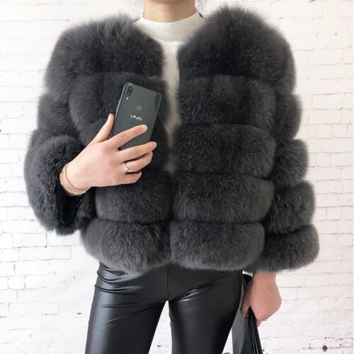 Real Fox Fur &Raccoon Fur Coat Short Women Jacket with Collar Latest Design - Picture 5 of 92