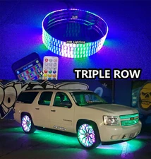 JHB 4PCS 17.5"TRIPLE ROW Remote APP RGB CHASING Flow LED Trucks Wheel Rim Lights