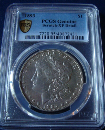 1893-P MORGAN DOLLARO ARGENTO PCGS XF DETTAGLIO originale GRAFFIO ? (431) 378.000 mtd - Foto 2 di 5