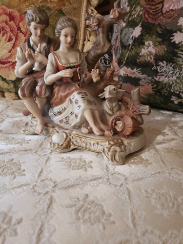 Alte Welt Original Figur Paar Capodimonte Stil handbemalt Porzellan - Bild 12 von 12