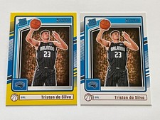 2) 2024-25 Panini Donruss Rated Rookie Tristan Da Silva #203 Yellow Flood + Base