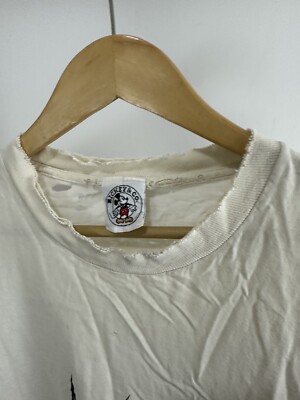 トップス 90s MICKEY&CO \"BREAK THROUGH\" SIZE:XL VTG 90s Mickey Mouse Break Through Thrashed Distressed Worn