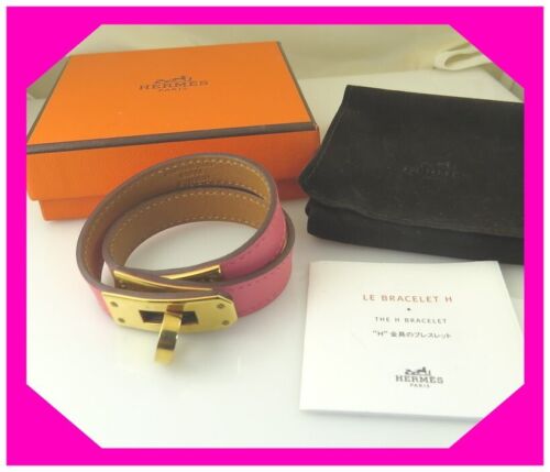 HERMES Swift KELLY Double Tour Bracelet S Rose Azalee BRACELET Preloved - Picture 2 of 7