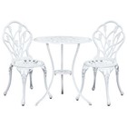 NNEDSZ 3PC Outdoor Setting Cast Aluminium Bistro Table Chair Patio White