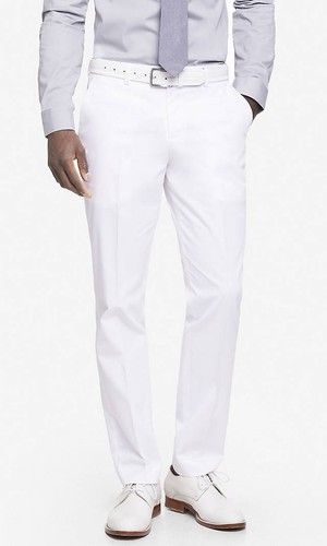 Traje ajustado Express blanco de satén de algodón para fotógrafo NWoT chaqueta y pantalones blancos - Imagen 4 de 4