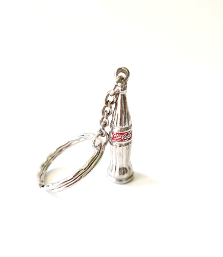 2" Silver Keyring Coke Coca Cola Bottle Keychain Key Fob Collect Metal Many Year - Picture 2 of 15