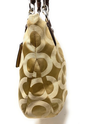 Authentic COACH Kristin OP Art Almond Canvas Beige Tote Shoulder Bag Purse 16813 - Picture 7 of 10