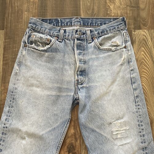 Levi's 501xx Made in USA Blue Jeans (501-0000) Size W28 L22.5 Distressed -READ - Picture 3 of 19