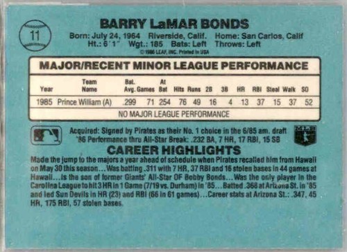 Barry Bonds Buy 1-50% OFF 2nd Pittsburgh - SF Giants  Rookies-1994 62 Available - Picture 19 of 31