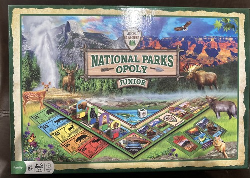JR RANGER NATIONAL PARKS-OPOLY BOARD GAME FAMILY GAME KIDS SET JUNIOR AGE 6 PLUS - Picture 1 of 2