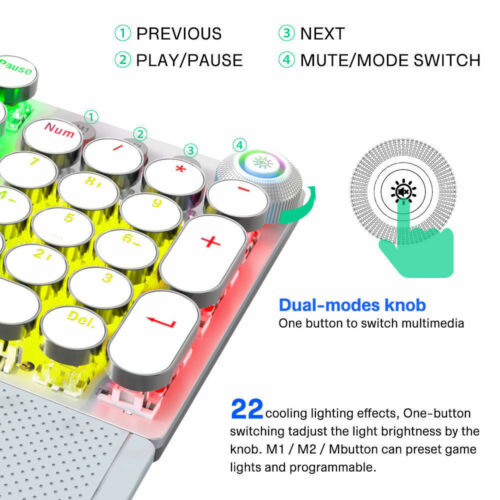 AUAL Square punk F2088 Blue Switch Mechanical Keyboard 108 Keys Wired Hand Rest - Picture 7 of 10