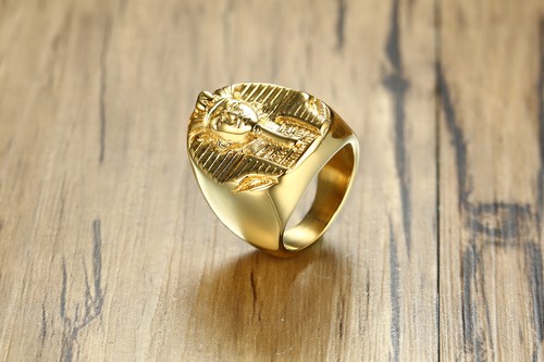 Anillo de oro de faraón egipcio de acero inoxidable de 27 mm para hombre joyería de moda talla 9-13 - Imagen 3 de 15