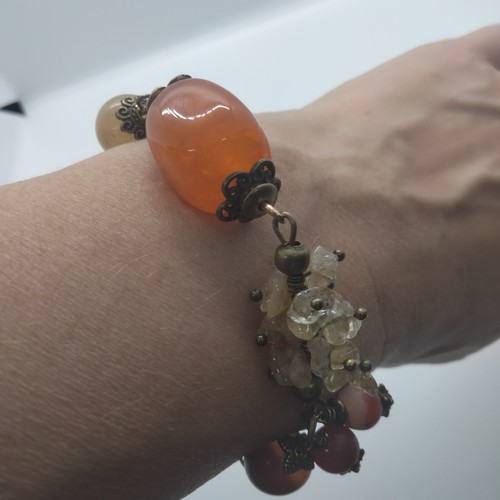 Citrine And Agate Bronze Bracelet - Picture 4 of 8