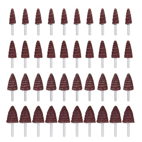 40 Pack 1/4" Shank 80 Grit Cone Shape Abrasive Sandpaper Flap Sanding Wheel Grin - Picture 12 of 12