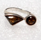VINTAGE STERLING SILVER HONEY BALTIC AMBER RING ~ SIZE: 7.75