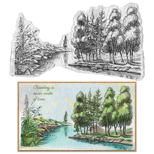 Tree Clear Stamps for Card Making Scenery Background Clear Rubber Stamps Rive...