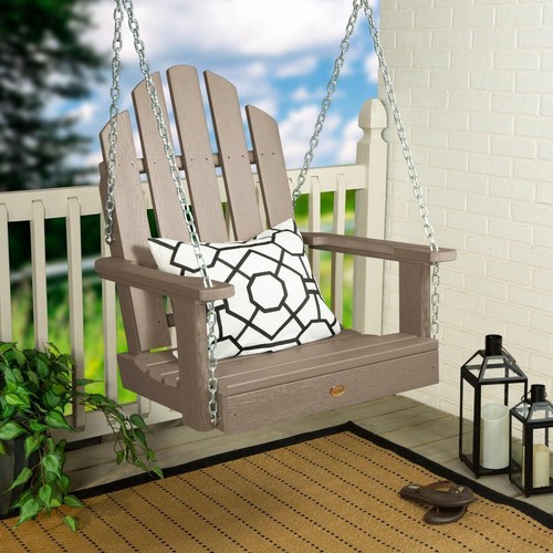 Highwood Porch Swing 30.8" x 27.2" x 25.6" Weatherproof Plastic Woodland Brown - Picture 4 of 4
