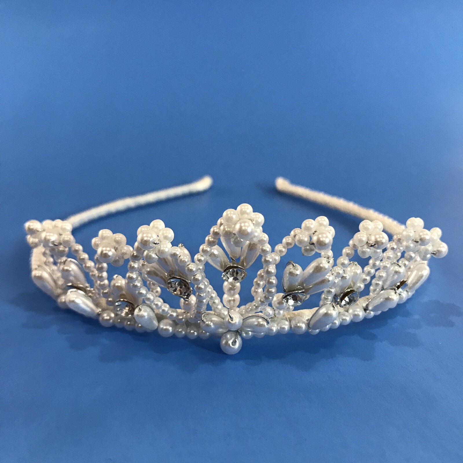 Pearl Rhinestone Tiara Wedding Bride Pageants Prom Qu… Gem