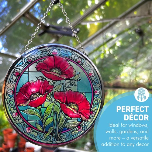 Atrapasol con diseño de amapola de 6 pulgadas - Decoración de ventana vibrante - Imagen 3 de 7